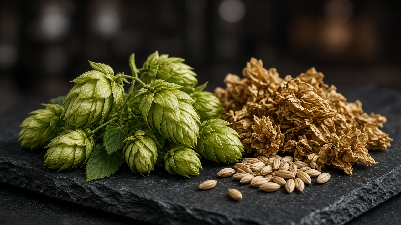 Barley and hops — yeast will meet air once, then work without it